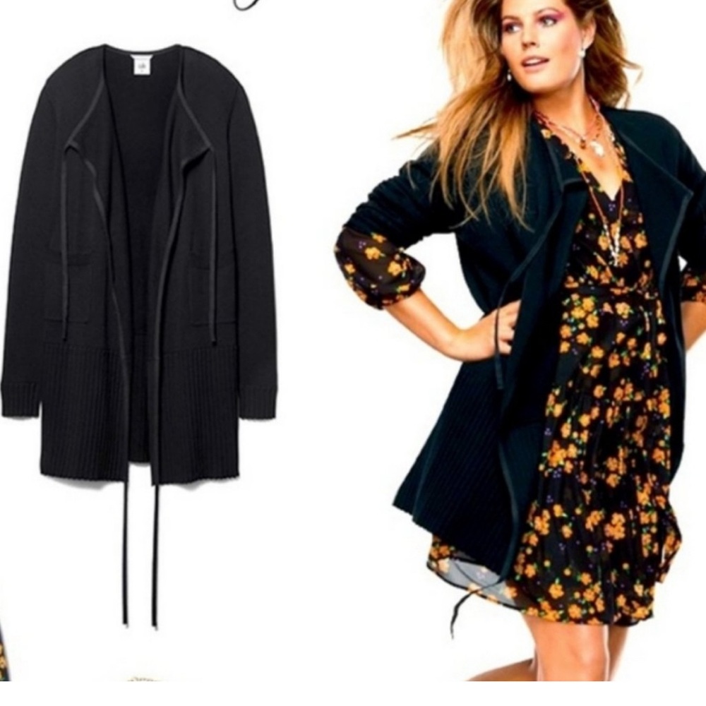 NWT #5827 CAbi ATC Off-hand Cardigan small black
